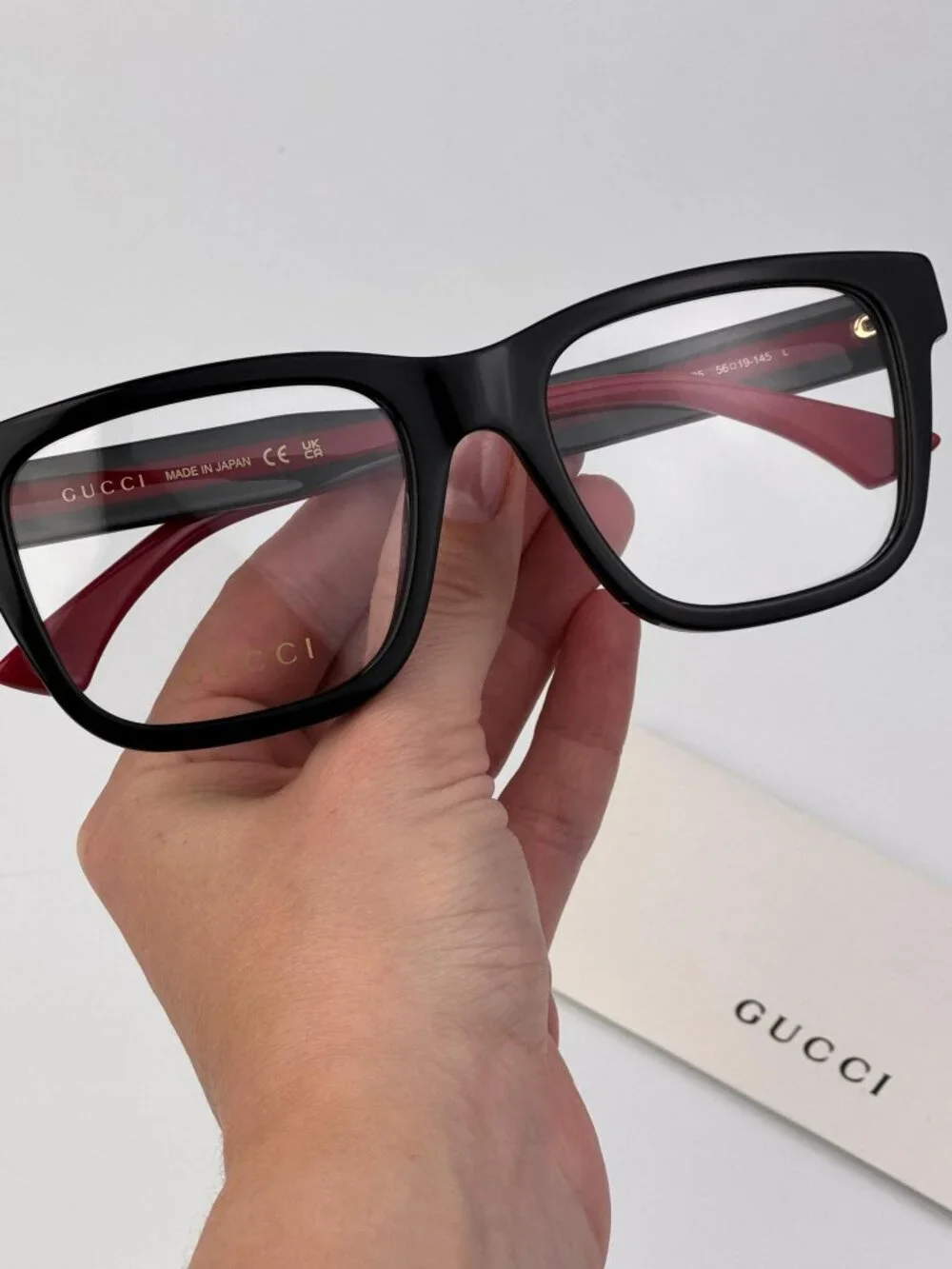 GUCCI GG1870O 005 BLACK GREEN SQUARE EYEGLASSES